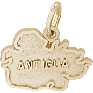 Antigua Map With Border Charm - Gold Plated