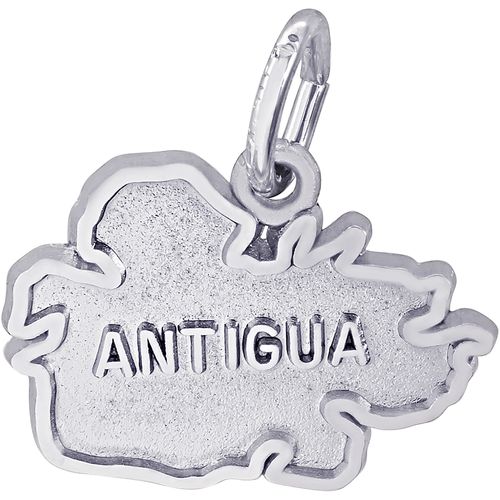 Antigua Map With Border Charm - Sterling Silver
