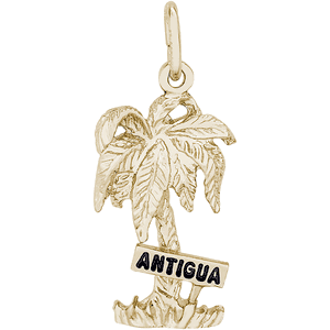 Antigua Palm With Sign Charm - 10K Gold