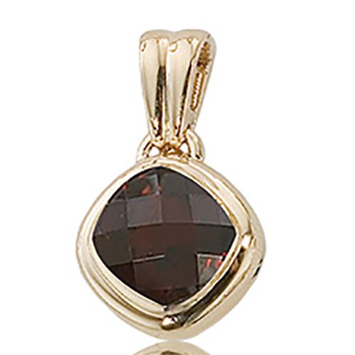 Antique Cushion Garnet Pendant - 14K Yellow Gold - 80090GA