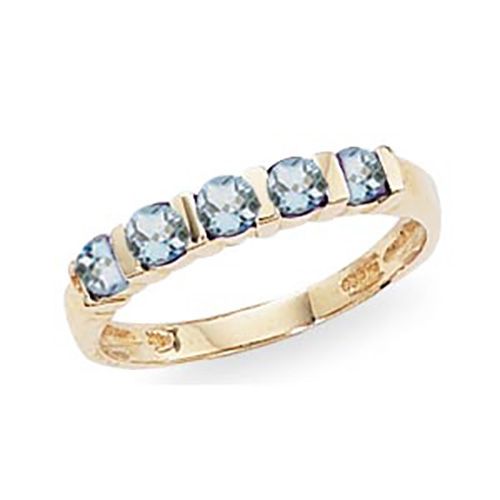 Aquamarine Semi Bezel Ring - 14K Yellow Gold Size 7