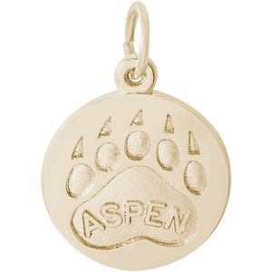 Aspen Bear Paw Print Charm - 10K Gold