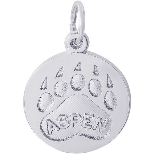 Aspen Bear Paw Print Charm - 14K White Gold