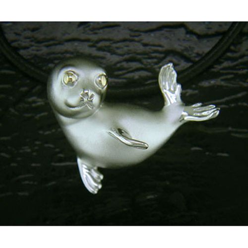 Baby Seal Necklace - Sterling Silver and 14K Gold  - SD-SGN615-18