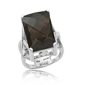 Bag Smokey Quartz Ring - Sterling Silver Size 6.5 - 70797SQ-SS