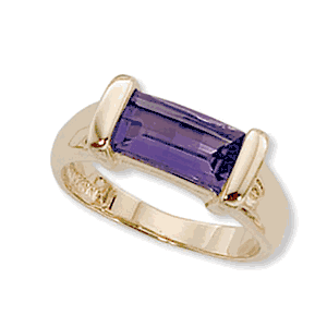 Baguette Amethyst Ring - 14K Yellow Gold Size 7 - 70098AM