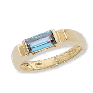 Baguette Blue Topaz Ring - 14K Yellow Gold Size 7 - 70918BT