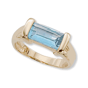 Baguette Blue Topaz Ring - 14K Yellow Gold Size 7 - 70098BT
