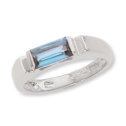 Baguette Blue Topaz Ring - Sterling Silver Size 7 - 70918BT-SS