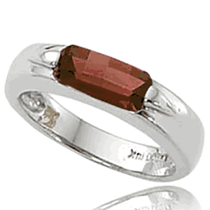 Baguette Checkerboard Garnet Ring-Silver Size 7 - 70409GA-SS
