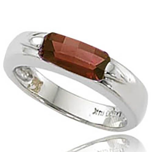 Baguette Checkerboard Garnet Ring-Silver Size 7 - 70409GA-SS