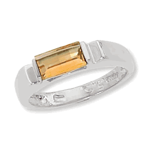 Baguette Citrine Ring - Sterling Silver Size 7 - 70918CI-SS