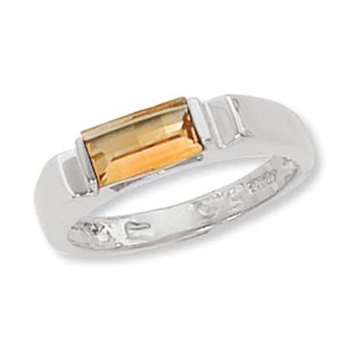 Baguette Citrine Ring - Sterling Silver Size 7 - 70918CI-SS