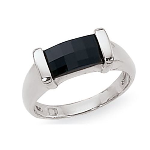 Baguette Onyx Ring - 14K White Gold Size 7