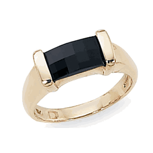 Baguette Onyx Ring - 14K Yellow Gold Size 7