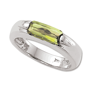 Baguette Peridot Ring - 14K White Gold Size 7 - 70409PEWG