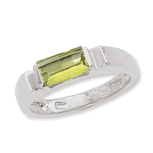 Baguette Peridot Ring - Sterling Silver Size 7 - 70918PE-SS