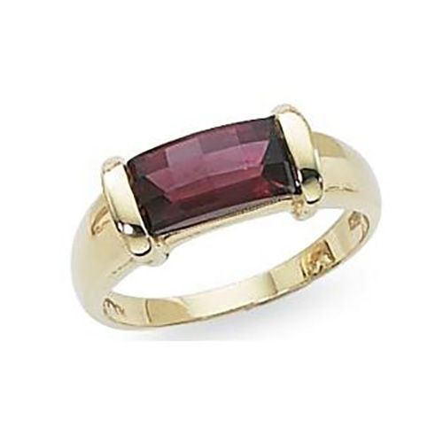 Baguette Rhodolite Ring - 14K Yellow Gold Size 7 - 70098RH