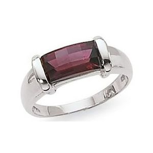 Baguette Rhodolite Ring - Sterling Silver Size 7 - 70098RH-SS