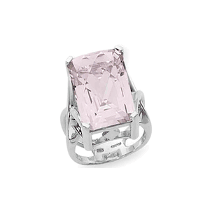 Baguette Rose Quartz Ring - Sterling Silver Size 7 - 70797RQ-SS