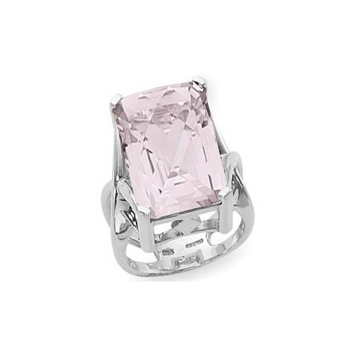 Baguette Rose Quartz Ring - Sterling Silver Size 7 - 70797RQ-SS