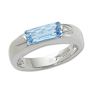 Baguette Swiss Blue Topaz Ring - 14K White Gold Size 7 - 70409BTWG