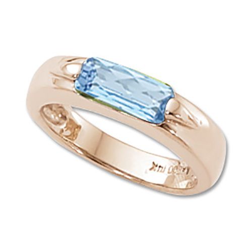 Baguette Swiss Blue Topaz Ring - 14K Yellow Gold Size 7