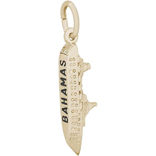 Bahamas Cruise Ship 3 Dimensional Charm - 10K Gold