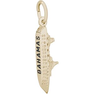 Bahamas Cruise Ship 3 Dimensional Charm - 10K Gold