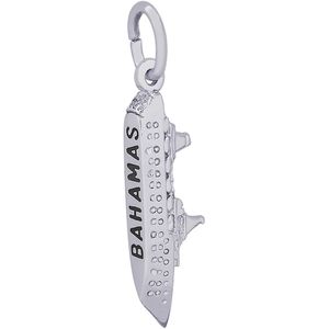 Bahamas Cruise Ship 3 Dimensional Charm - Sterling Silver