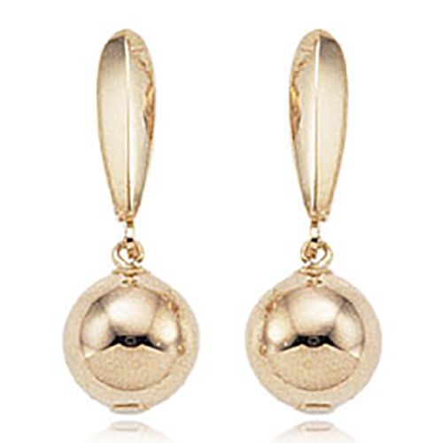 Ball Drop Leverback Earrings - 14K Yellow Gold