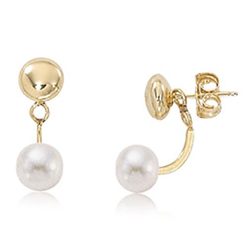 Ball Pearl Jacket Earrings - 14K Yellow Gold