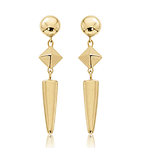 Ball with Pyra Arrow Drop Earrings - 14K Yellow Gold