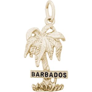 Barbados Palm With Sign Charm - 14K Gold