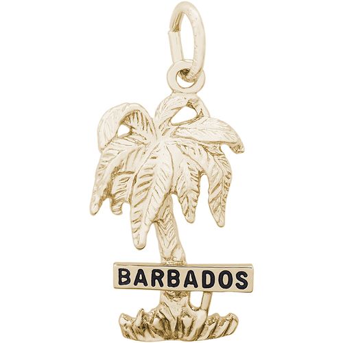 Barbados Palm With Sign Charm - Gold Plated
