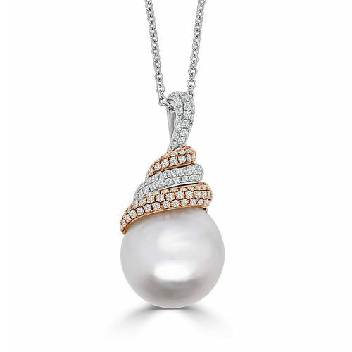 Baroque Pearl & Diamond Twist Top Pendant