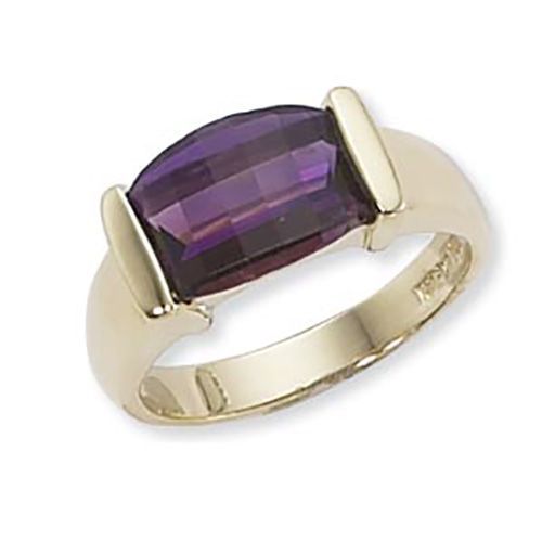 Barrel Amethyst Ring - 14K Yellow Gold Size 7