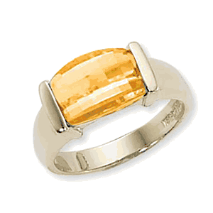 Barrel Citrine Ring - 14K Yellow Gold Size 7