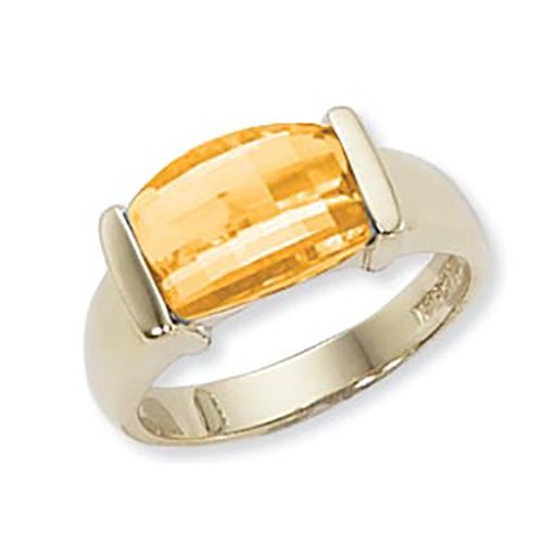 Barrel Citrine Ring - 14K Yellow Gold Size 7