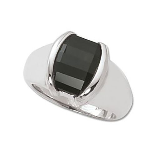 Barrel Onyx Ring - 14K White Gold Size 7 - 70154OXWG