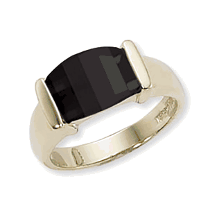 Barrel Onyx Ring - 14K Yellow Gold Size 7