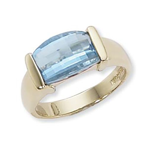 Barrel Swiss Blue Topaz Ring - 14K Yellow Gold Size 7