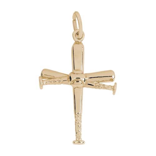 Baseball Bat Cross Charm 10K Gold - 10-1891-0-10K