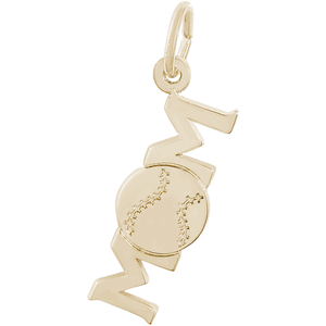 Baseball Mom Charm - Gold Plated - 10-1791-gp