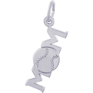 Baseball Mom Charm - Sterling Silver - 10-1791-s