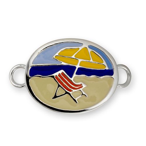 Beach Scene Enamel Bracelet Clasp - Sterling Silver