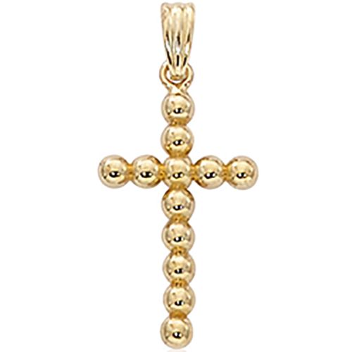 Beaded Cross Pendant - 14K Yellow Gold - 21-607