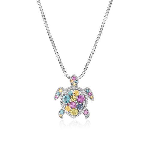 Beaded Gemstone Turtle Pendant 14mm, Hawaiian Inspired Pendant, STP-36255/ WG