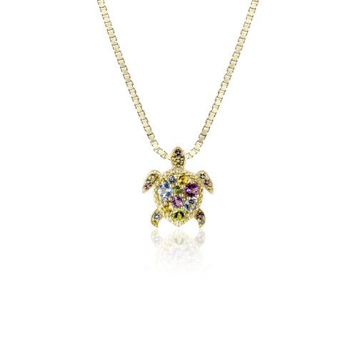 Beaded Gemstone Turtle Pendant 15mm, Hawaiian Inspired Pendant, STP-36254