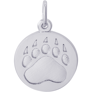 Bear Paw Print Charm - 14K White Gold - 10-1607-wg